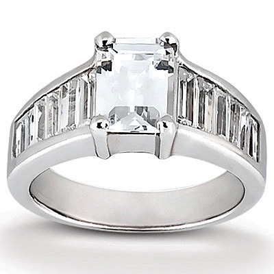 Straight Baguette Channel Set Diamond Engagement Ring (1.28 ct. tw.) thumbnail 1
