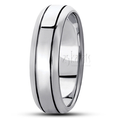 Sturdy Beveled Edge Diamond Carved Wedding Ring