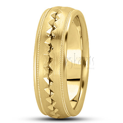 Attractive Zigzag Design Basic Carved Wedding Band - view 2
