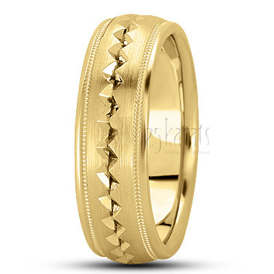 Attractive Zigzag Design Basic Carved Wedding Band - view 2 thumbnail