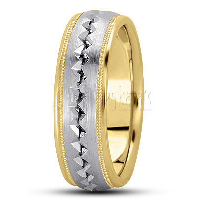 Attractive Zigzag Design Basic Carved Wedding Band - view 4 thumbnail