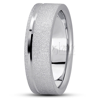 Classic Stoned Flat Carved Design Wedding Band