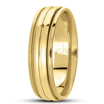 Custom Beaded Style Carved Design Wedding Ring - view 3