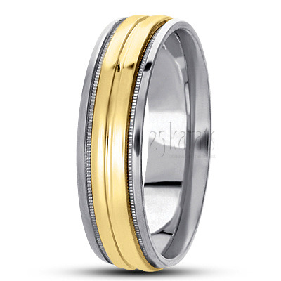 Custom Beaded Style Carved Design Wedding Ring - main view