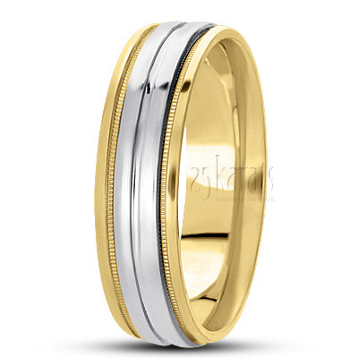 Custom Beaded Style Carved Design Wedding Ring - view 4