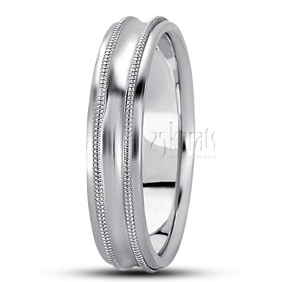 Popular Concave Diamond Carved Wedding Ring - view 2