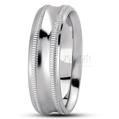 Popular Concave Diamond Carved Wedding Ring - main view