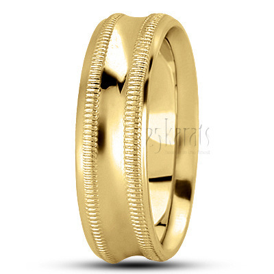 Popular Concave Diamond Carved Wedding Ring - view 3 thumbnail