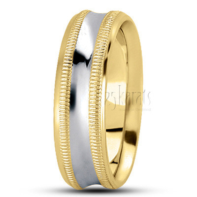 Popular Concave Diamond Carved Wedding Ring - view 4 thumbnail