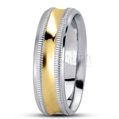Popular Concave Diamond Carved Wedding Ring - view 5