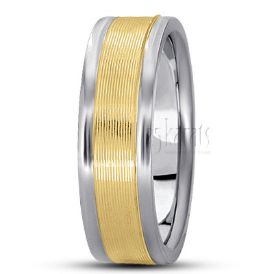Chic  Striped Carved Design Wedding Ring - view 5 thumbnail