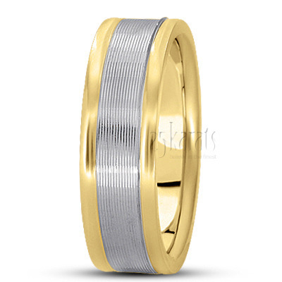 Chic  Striped Carved Design Wedding Ring - view 6 thumbnail