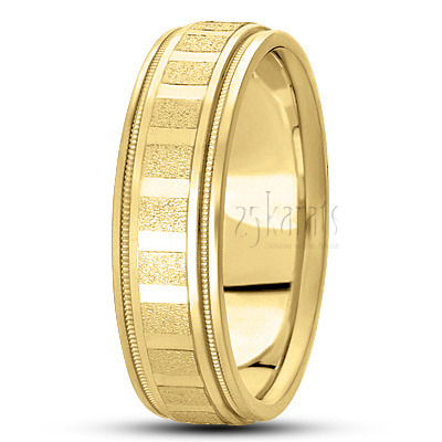 Grooved Stone Finish Basic Carved Wedding Band - main view thumbnail
