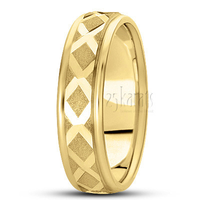 Vintage XX Style Diamond Carved Wedding Band - view 3 thumbnail