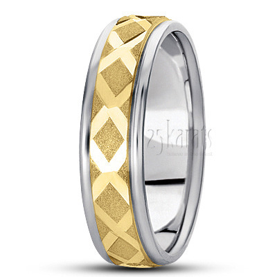 Vintage XX Style Diamond Carved Wedding Band - view 4 thumbnail