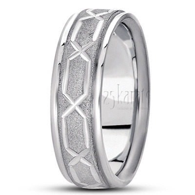 Chain Design Incised Diamond Cut Wedding Ring - view 2 thumbnail