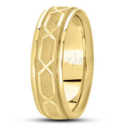 Chain Design Incised Diamond Cut Wedding Ring - view 3 thumbnail