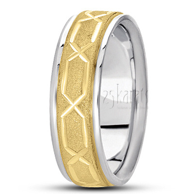 Chain Design Incised Diamond Cut Wedding Ring - main view