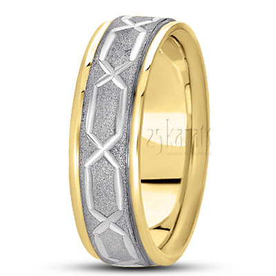 Chain Design Incised Diamond Cut Wedding Ring - view 4