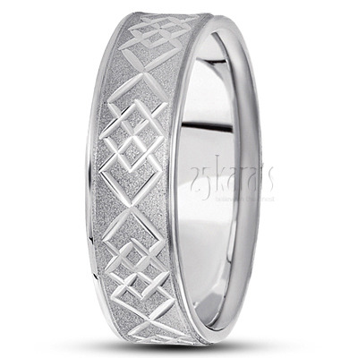 Exquisite Incised Carved Design Wedding Ring - main view