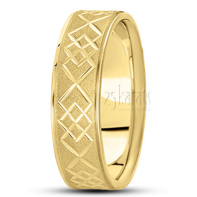 Exquisite Incised Carved Design Wedding Ring - view 2 thumbnail
