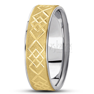 Exquisite Incised Carved Design Wedding Ring - view 3