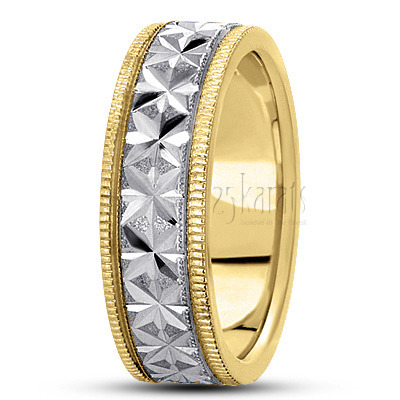 Elegant Star Design Diamond Carved Wedding Ring - view 3 thumbnail