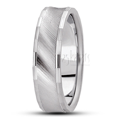 Dazzling Diagonal Cut Carved Design Wedding Band - view 3