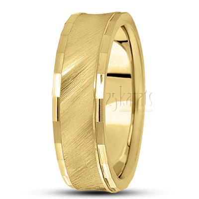 Dazzling Diagonal Cut Carved Design Wedding Band - view 5
