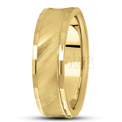 Dazzling Diagonal Cut Carved Design Wedding Band - view 5 thumbnail