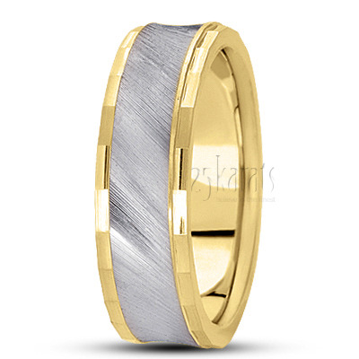 Dazzling Diagonal Cut Carved Design Wedding Band - view 6