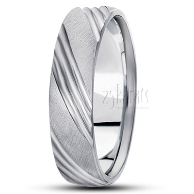 Traditional Grooved Diamond Cut Wedding Ring