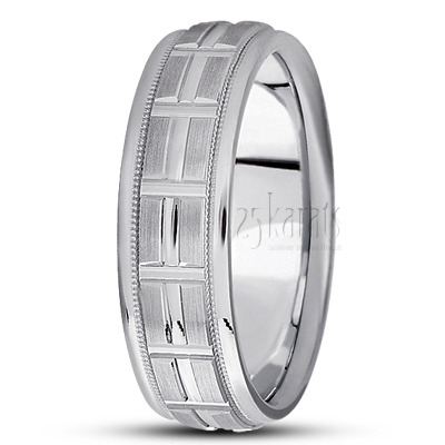 Fine Religious Basic Carved Wedding Ring - view 2