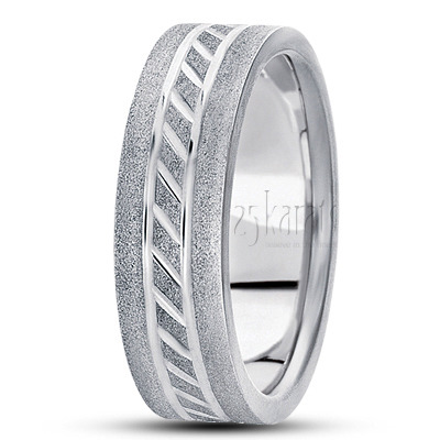 Sturdy Stoned Basic Carved Wedding Ring - main view