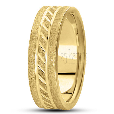Sturdy Stoned Basic Carved Wedding Ring - view 2