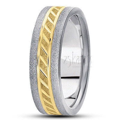 Sturdy Stoned Basic Carved Wedding Ring - view 3