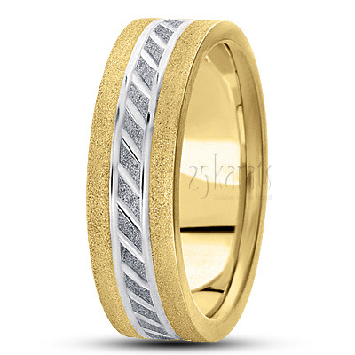 Sturdy Stoned Basic Carved Wedding Ring - view 4
