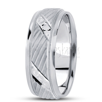 Diagonal Cut Satin Finish Fancy Designer Wedding Ring  - main view thumbnail