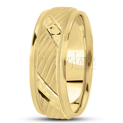 Diagonal Cut Satin Finish Fancy Designer Wedding Ring  - view 2 thumbnail