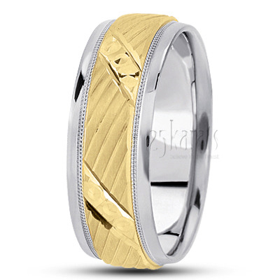 Diagonal Cut Satin Finish Fancy Designer Wedding Ring  - view 3
