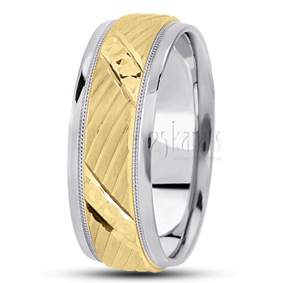 Diagonal Cut Satin Finish Fancy Designer Wedding Ring  - view 3 thumbnail