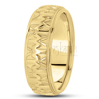 Contemporary Wave Design Diamond Carved Wedding Ring 