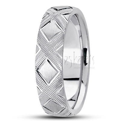 Elegant X Cut Diamond Cut Wedding Band  - view 2