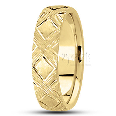 Elegant X Cut Diamond Cut Wedding Band  - main view thumbnail