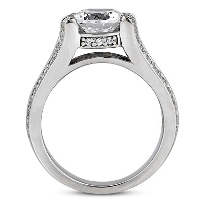 Round Cut Double Band Diamond Engagement Ring (0.38 ct. t.w.) - view 2