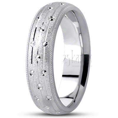 Fine Grooved Fancy Carved Wedding Ring  - main view