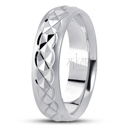 Incised Carved Design Wedding Ring  - view 2