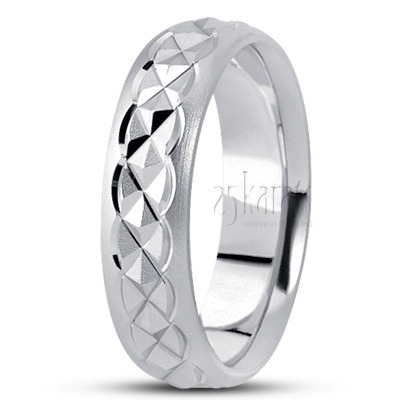 Incised Carved Design Wedding Ring  - view 2 thumbnail