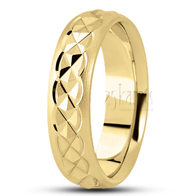 Incised Carved Design Wedding Ring  - main view