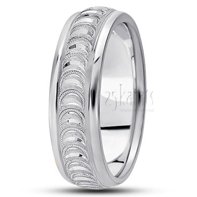 Elegant Beaded Diamond Cut Wedding Band  - view 2 thumbnail